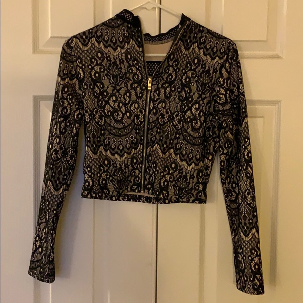 Black mesh and lace dressy jacket - Picture 2 of 8